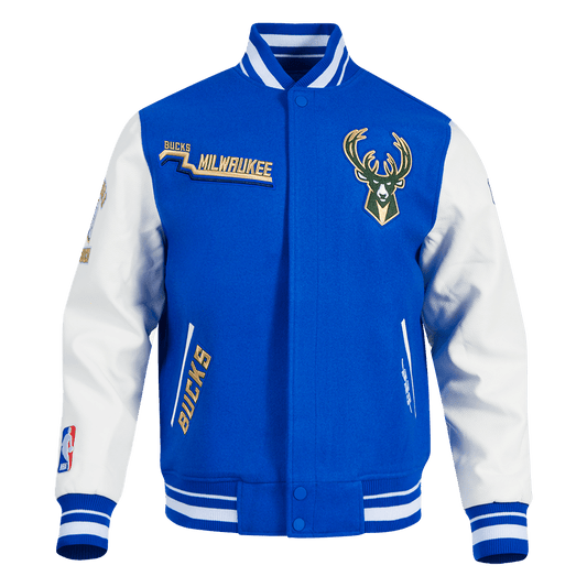 NBA MILWAUKEE BUCKS CITY RIB WOOL VARSITY JACKET - Vox Leather