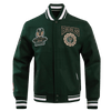 NBA MILWAUKEE BUCKS CREST EMBLEM RIB WOOL VARSITY JACKET - Rare Leather