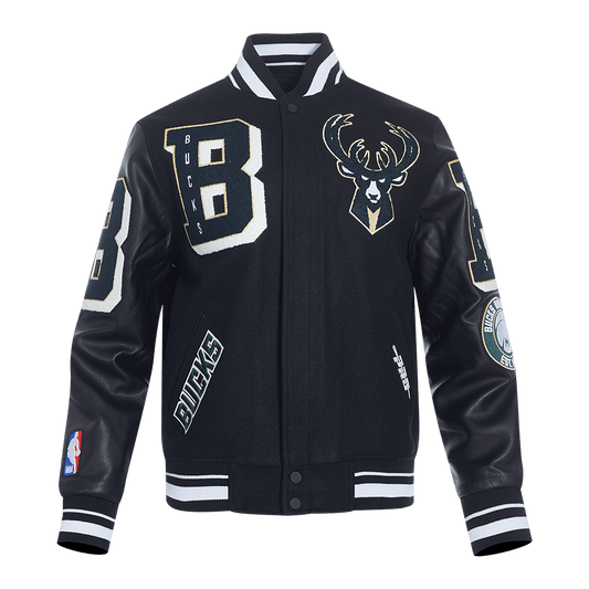 NBA MILWAUKEE BUCKS MASHUP RIB WOOL VARSITY JACKET - Rare Leather