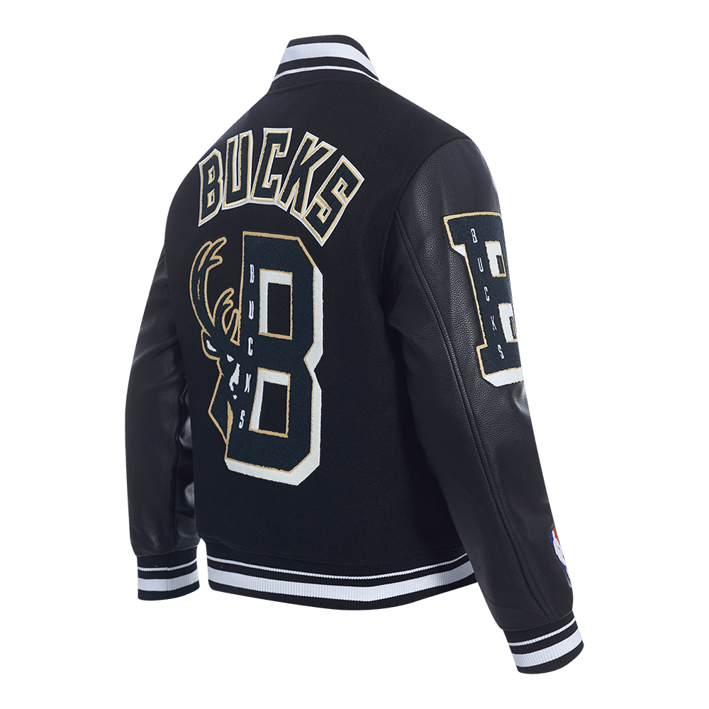 NBA MILWAUKEE BUCKS MASHUP RIB WOOL VARSITY JACKET - Vox Leather