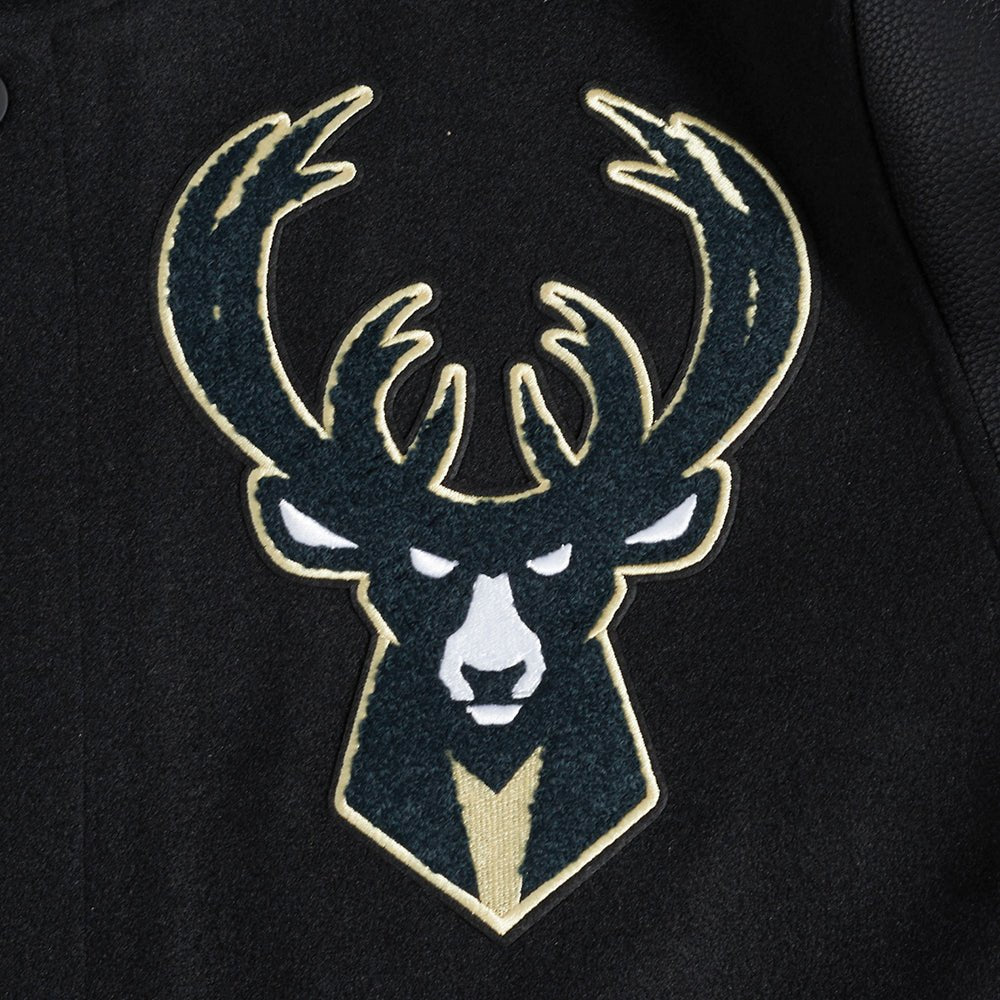 NBA MILWAUKEE BUCKS MASHUP RIB WOOL VARSITY JACKET - Vox Leather