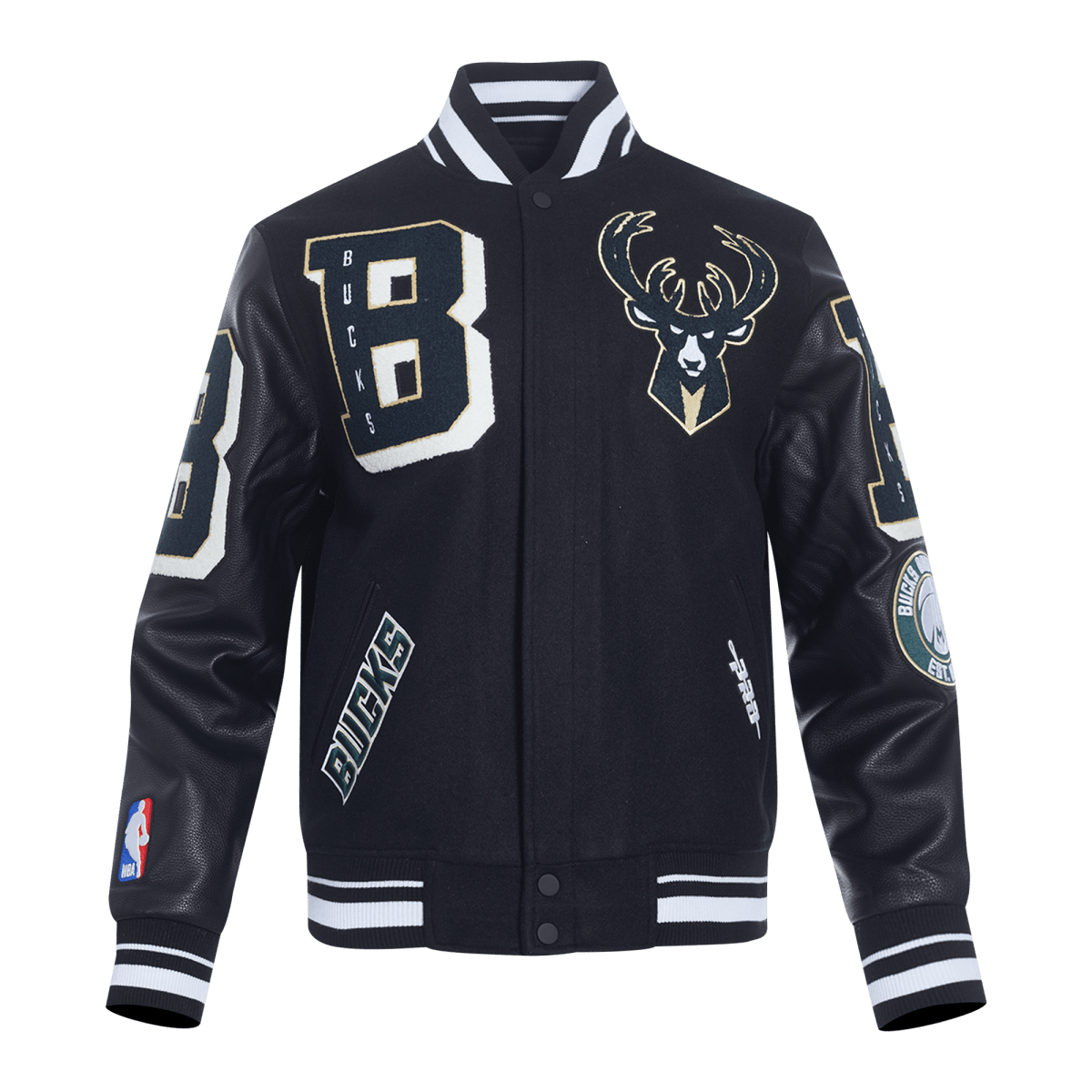 NBA MILWAUKEE BUCKS MASHUP RIB WOOL VARSITY JACKET - Vox Leather