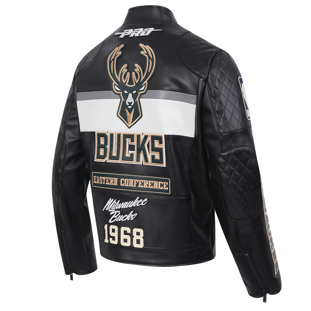 NBA Milwaukee Bucks Men’s Moto Jacket - Rare Leather Order Now !!