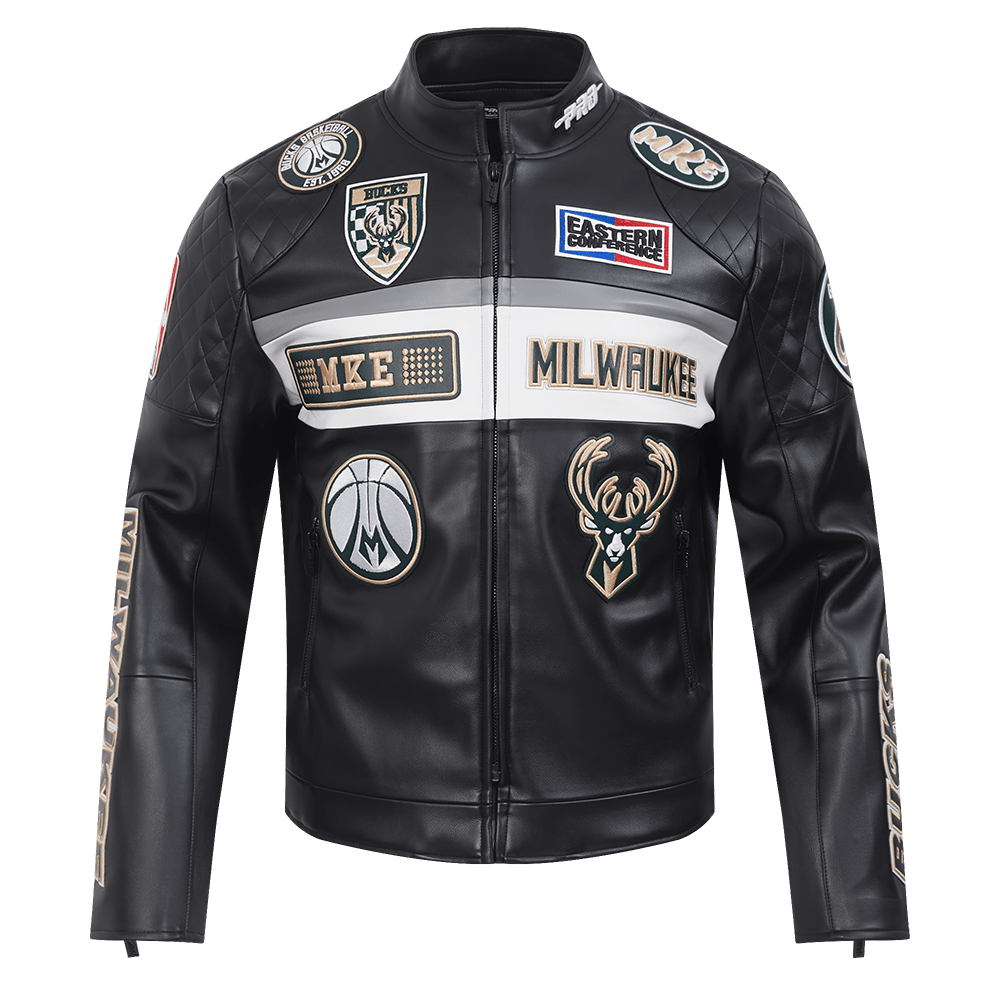 NBA Milwaukee Bucks Men’s Moto Jacket - Rare Leather Order Now !!