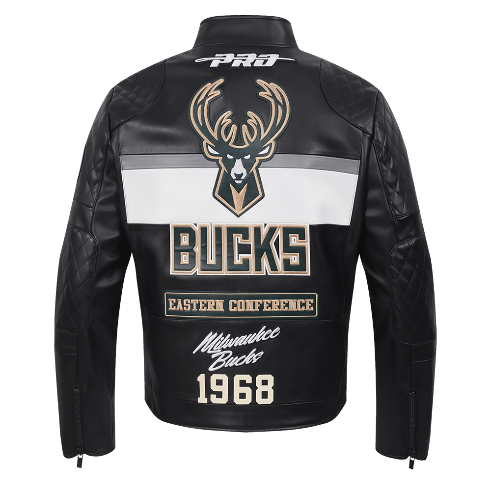 NBA Milwaukee Bucks Men’s Moto Jacket - Rare Leather Order Now !!