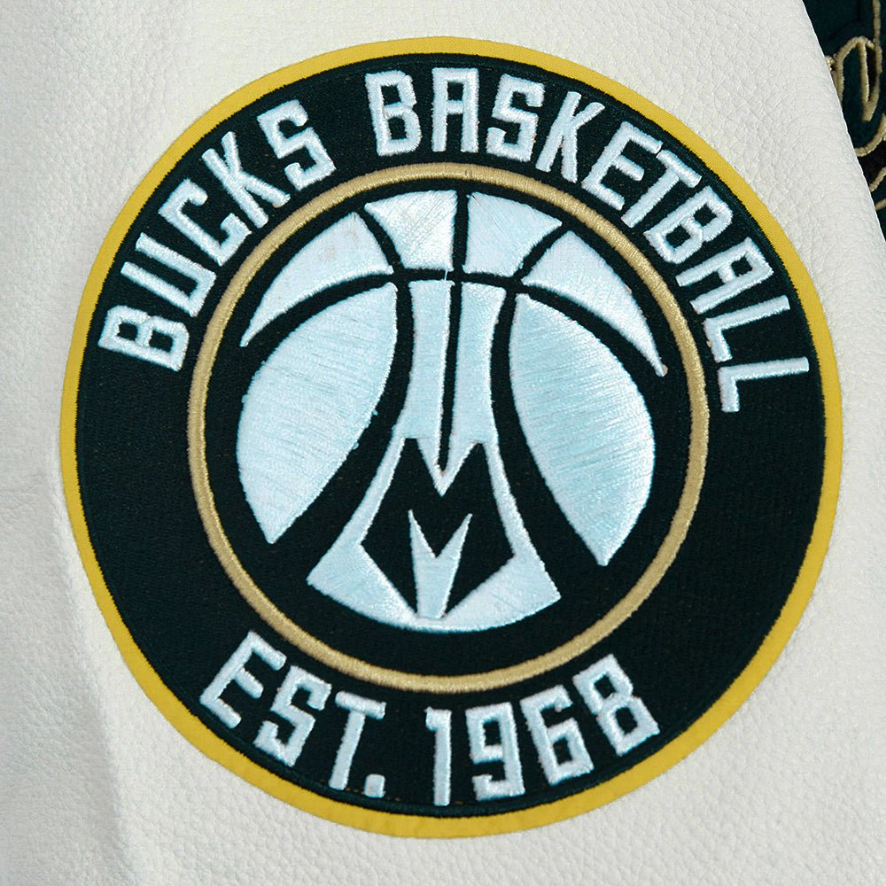 NBA MILWAUKEE BUCKS SCRIPT TAIL RIB WOOL VARSITY - Rare Leather
