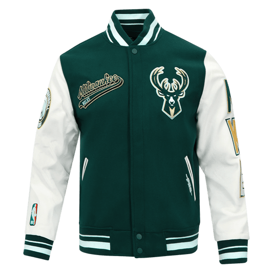NBA MILWAUKEE BUCKS SCRIPT TAIL RIB WOOL VARSITY - Rare Leather