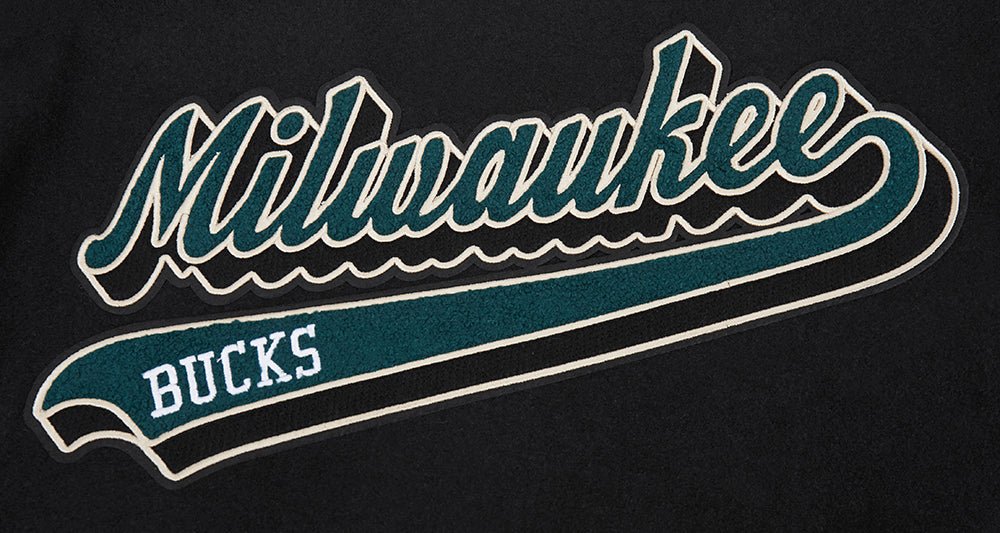 NBA MILWAUKEE BUCKS SCRIPT TAIL WOOL VARSITY - Rare Leather