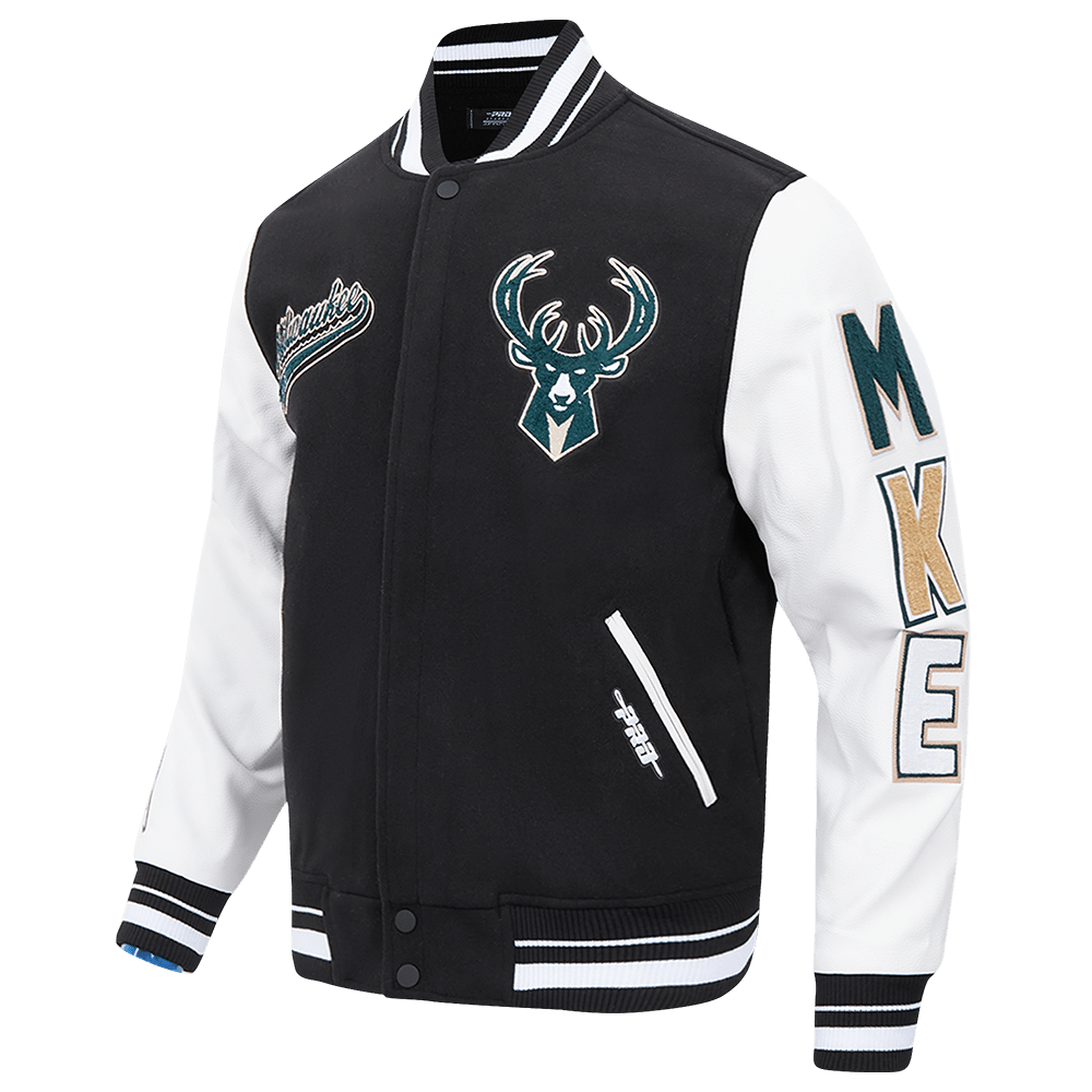 NBA MILWAUKEE BUCKS SCRIPT TAIL WOOL VARSITY - Rare Leather