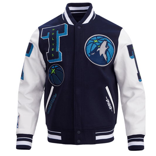 NBA MINNESOTA TIMBERWOLVES MASHUP RIB WOOL VARSITY JACKET - Vox Leather