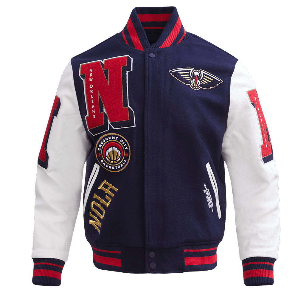 NBA NEW ORLEANS PELICANS MASHUP RIB WOOL VARSITY JACKET - Rare Leather