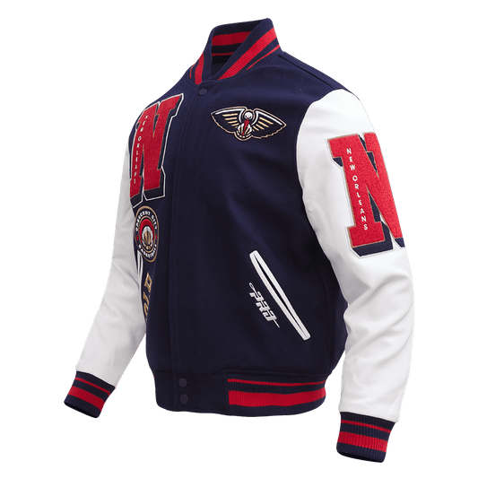 NBA NEW ORLEANS PELICANS MASHUP RIB WOOL VARSITY JACKET - Rare Leather
