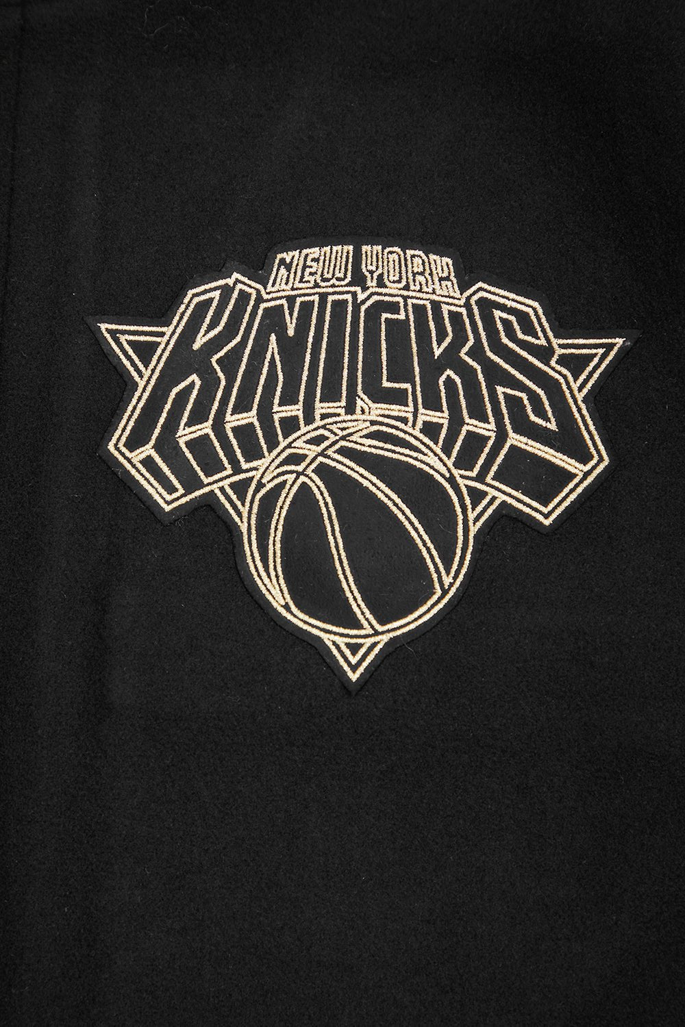 NBA NEW YORK KNICKS BLACK & GOLD WOOL VARSITY JACKET - Rare Leather