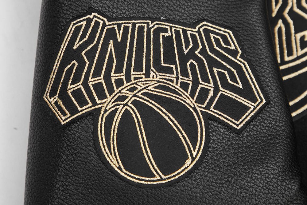 NBA NEW YORK KNICKS BLACK & GOLD WOOL VARSITY JACKET - Rare Leather