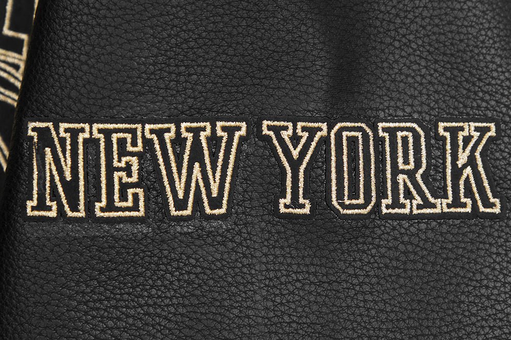 NBA NEW YORK KNICKS BLACK & GOLD WOOL VARSITY JACKET - Rare Leather