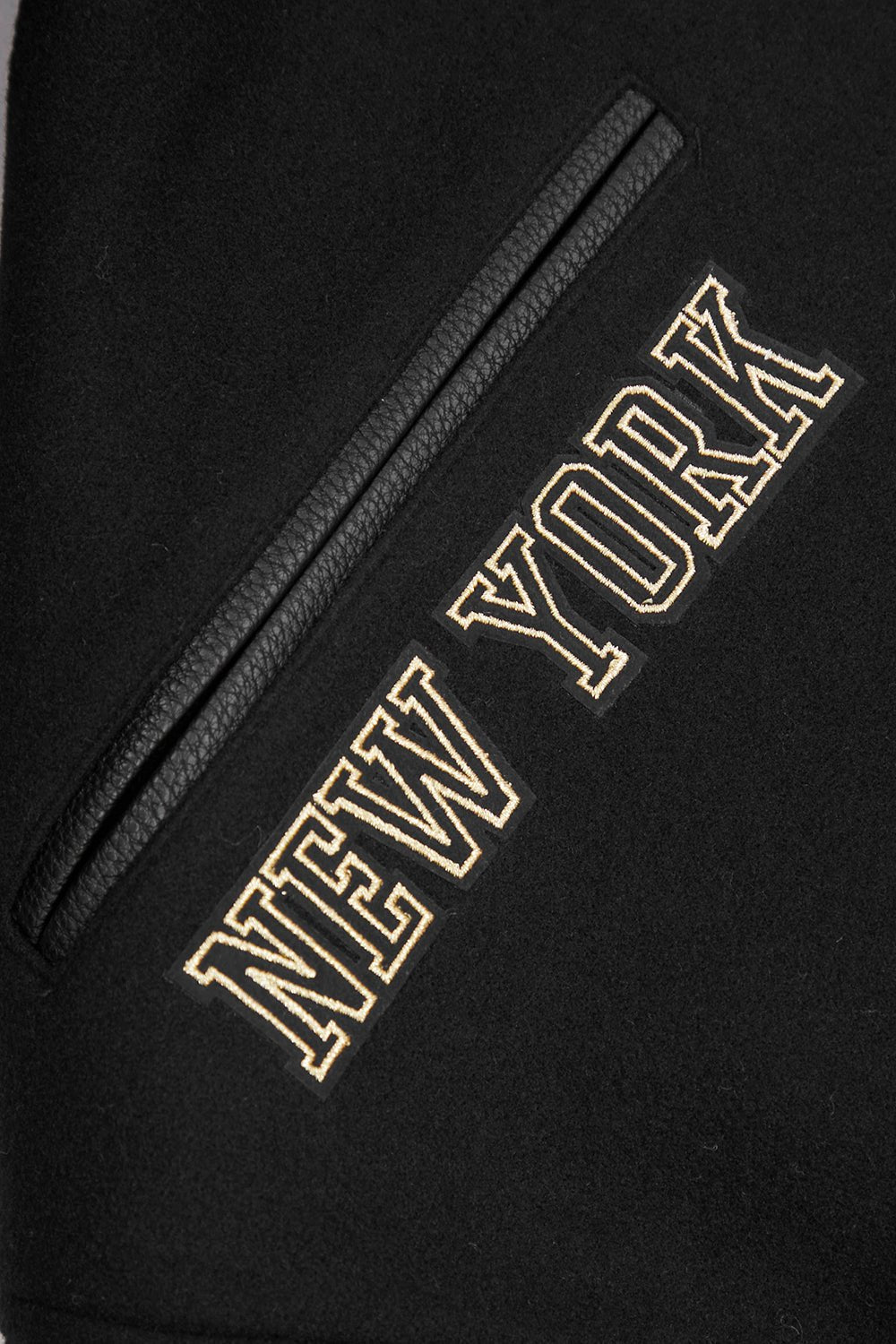 NBA NEW YORK KNICKS BLACK & GOLD WOOL VARSITY JACKET - Rare Leather