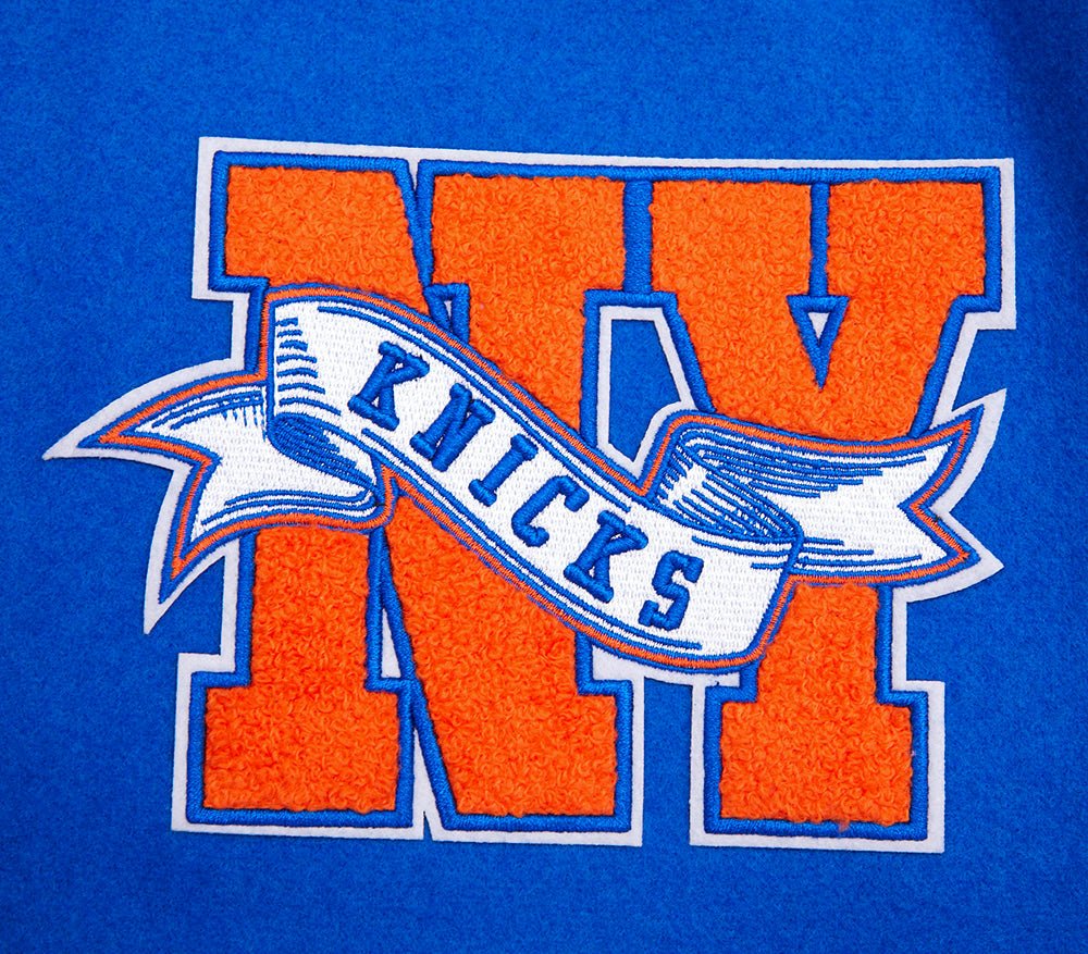 NBA NEW YORK KNICKS TEAM PENNANTS RIB WOOL VARSITY JACKET - Rare Leather