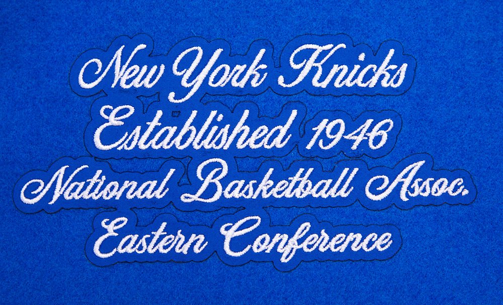 NBA NEW YORK KNICKS TEAM PENNANTS RIB WOOL VARSITY JACKET - Rare Leather