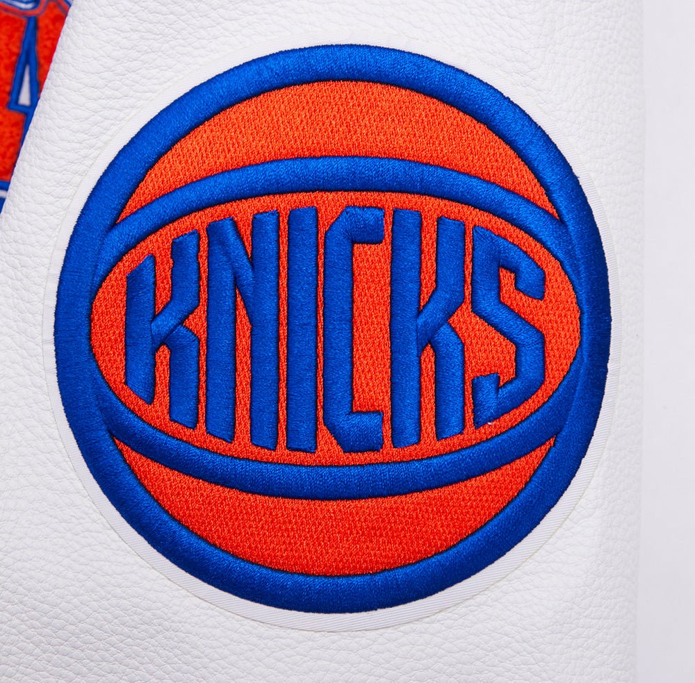 NBA NEW YORK KNICKS TEAM PENNANTS RIB WOOL VARSITY JACKET - Rare Leather