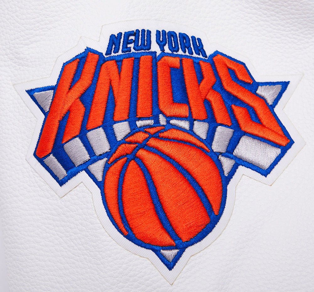 NBA NEW YORK KNICKS TEAM PENNANTS RIB WOOL VARSITY JACKET - Vox Leather