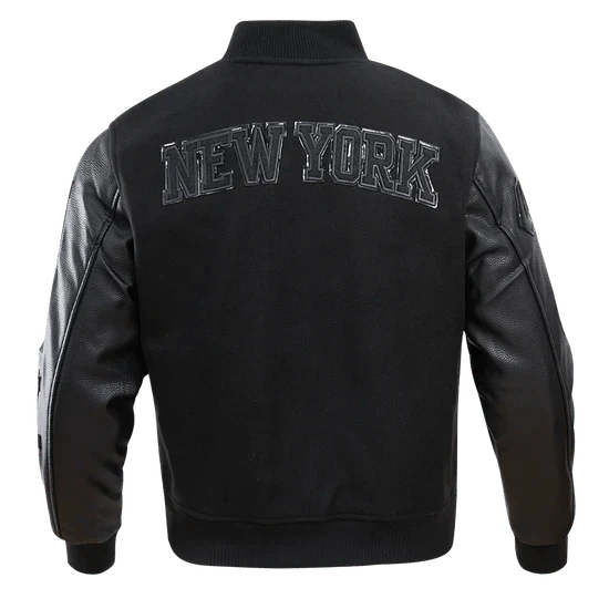NBA New York Knicks Triple Black Men's Varsity Jacket - Rare Leather