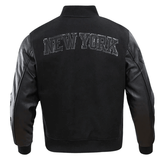 NBA New York Knicks Triple Black Men's Varsity Jacket - Vox Leather