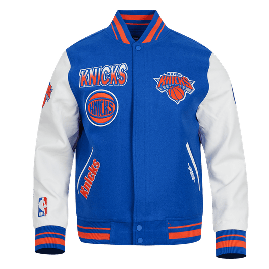 NBA NEW YORK KNICKS TURN IT UP WOOL VARSITY JACKET - Vox Leather