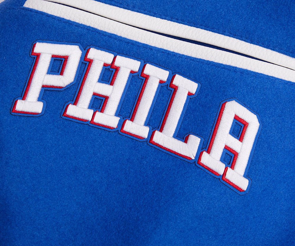 NBA PHILADELPHIA 76ERS MASHUP RIB WOOL VARSITY JACKET - Rare Leather