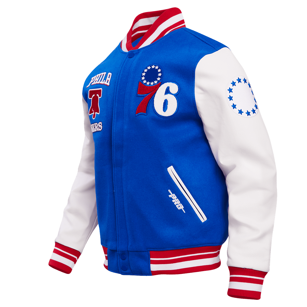 NBA PHILADELPHIA 76ERS RETRO CLASSIC RIB WOOL VARSITY JACKET - Rare Leather
