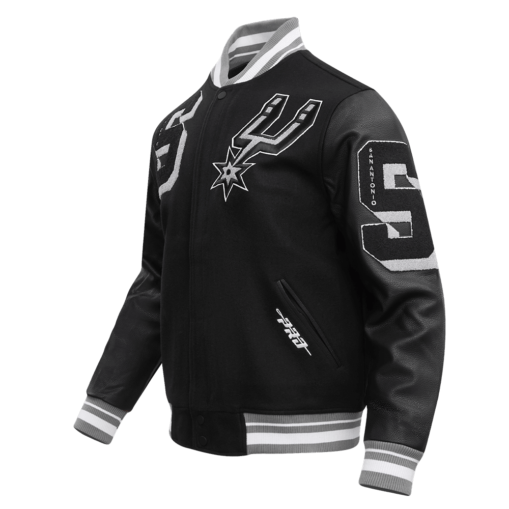 NBA SAN ANTONIO SPURS MASHUP RIB WOOL VARSITY JACKET - Vox Leather