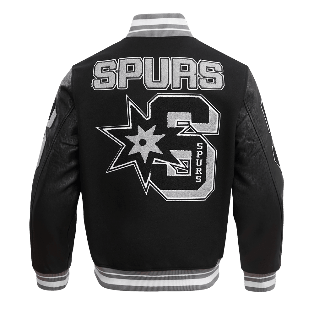 NBA SAN ANTONIO SPURS MASHUP RIB WOOL VARSITY JACKET - Vox Leather