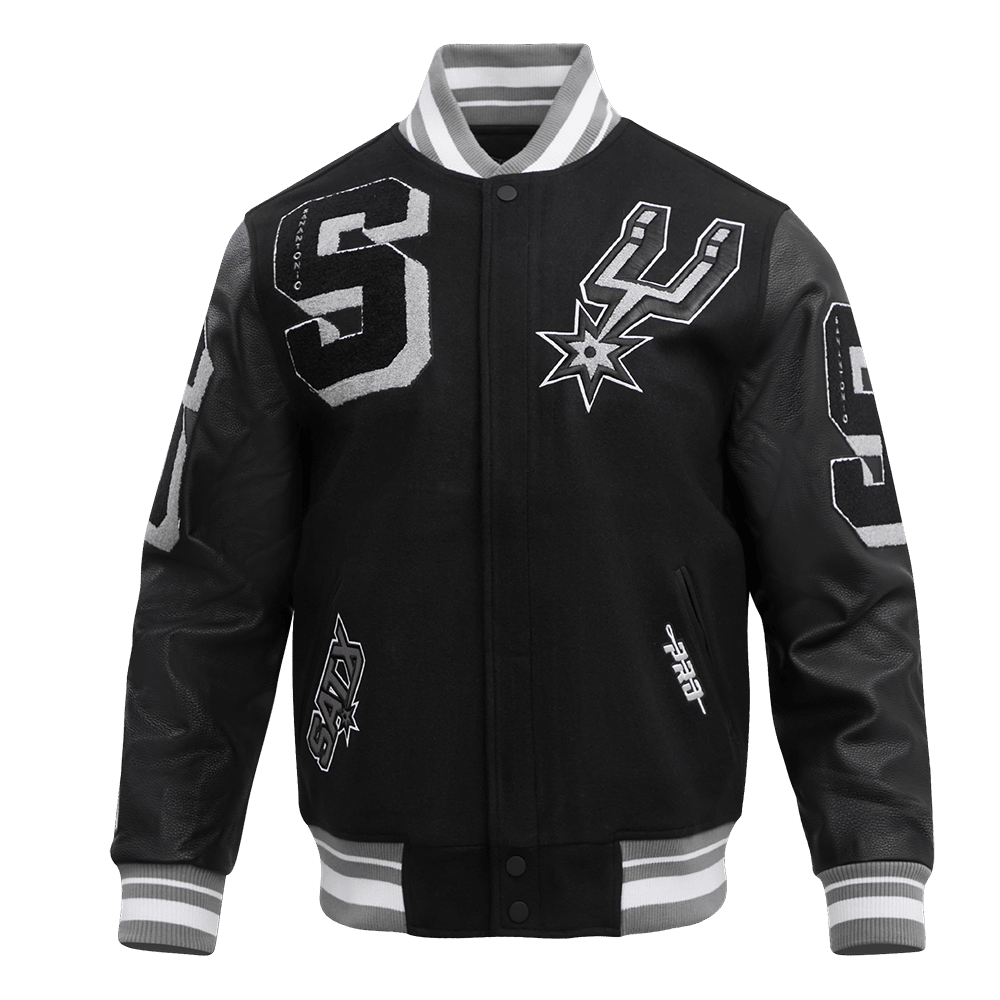 NBA SAN ANTONIO SPURS MASHUP RIB WOOL VARSITY JACKET - Vox Leather