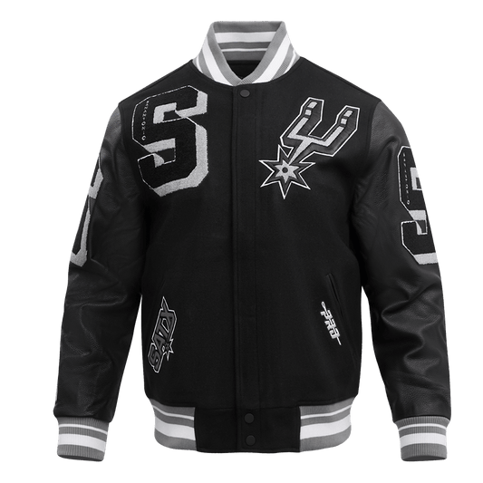 NBA SAN ANTONIO SPURS MASHUP RIB WOOL VARSITY JACKET - Vox Leather
