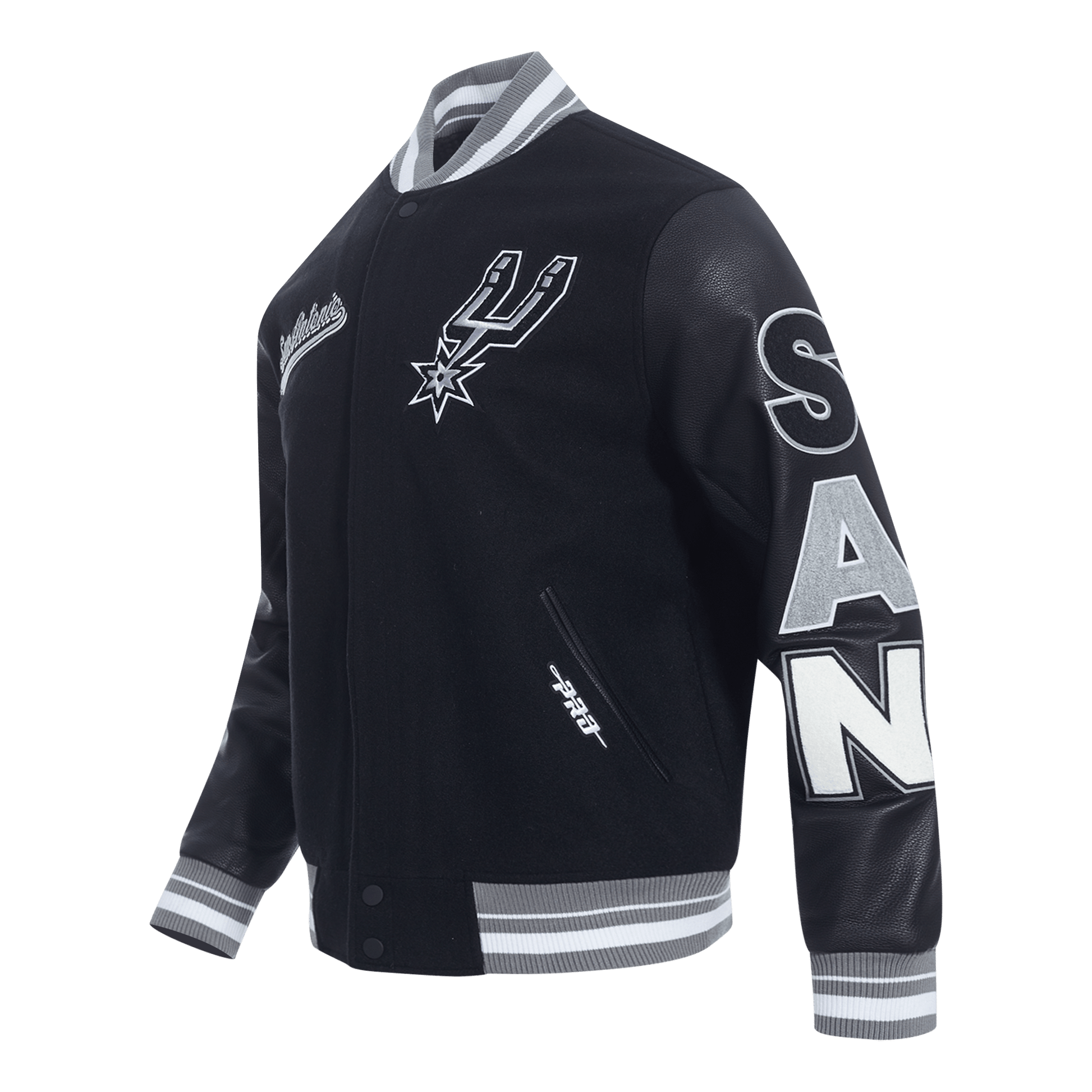 NBA SAN ANTONIO SPURS SCRIPT TAIL RIB WOOL VARSITY - Rare Leather