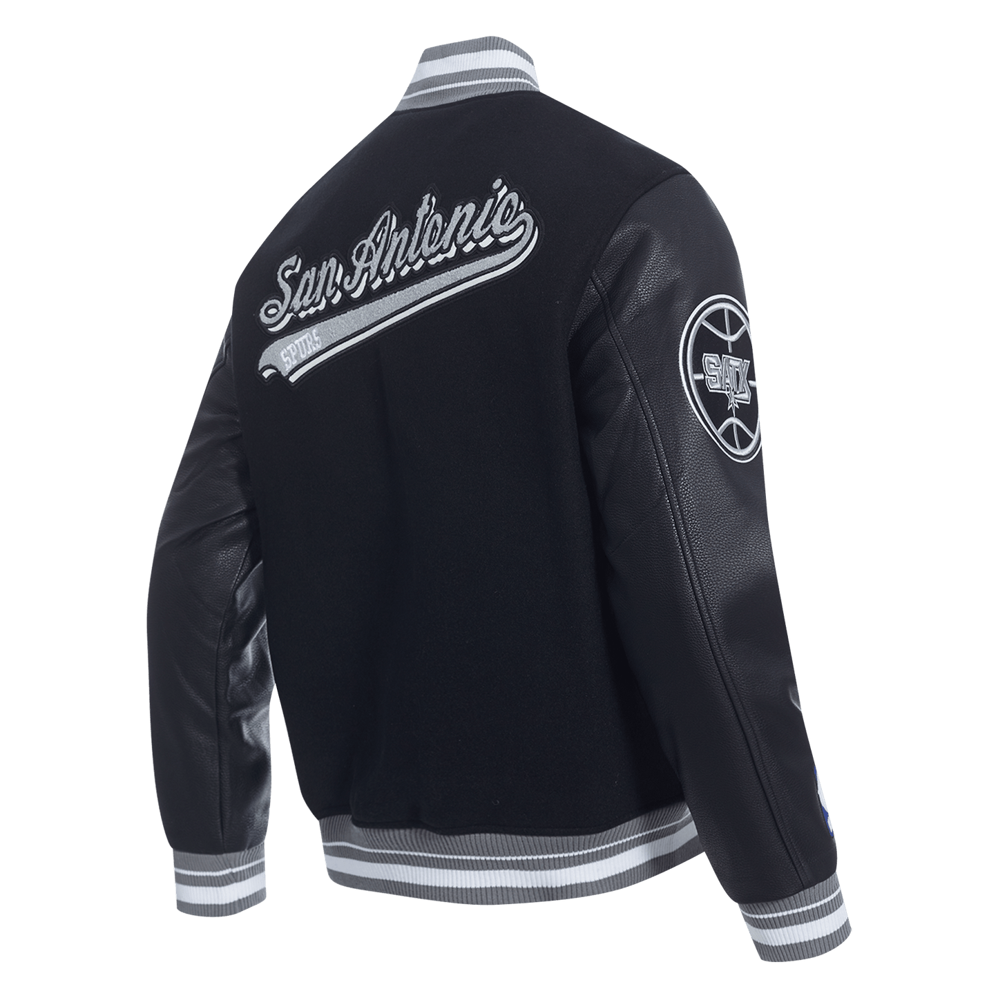 NBA SAN ANTONIO SPURS SCRIPT TAIL RIB WOOL VARSITY - Rare Leather