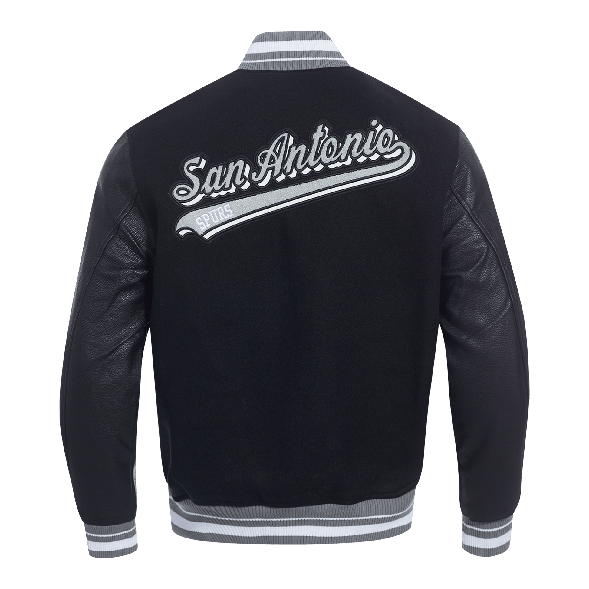 NBA SAN ANTONIO SPURS SCRIPT TAIL RIB WOOL VARSITY - Rare Leather