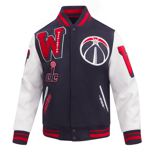 NBA WASHINGTON WIZARDS MASHUP RIB WOOL VARSITY JACKET - Vox Leather