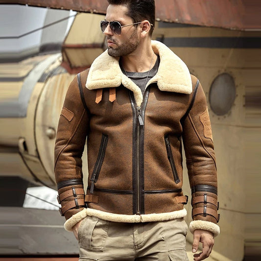 New Mens B3 Airforce Sheepskin Shearling Leather Jacket - Vox Leather