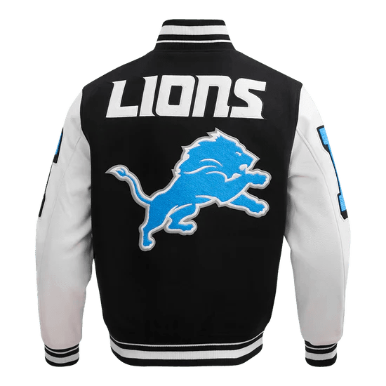 NFL Detroit Lions Mashup Men's Rib Wool Varsity Jacket - Vox Leather
