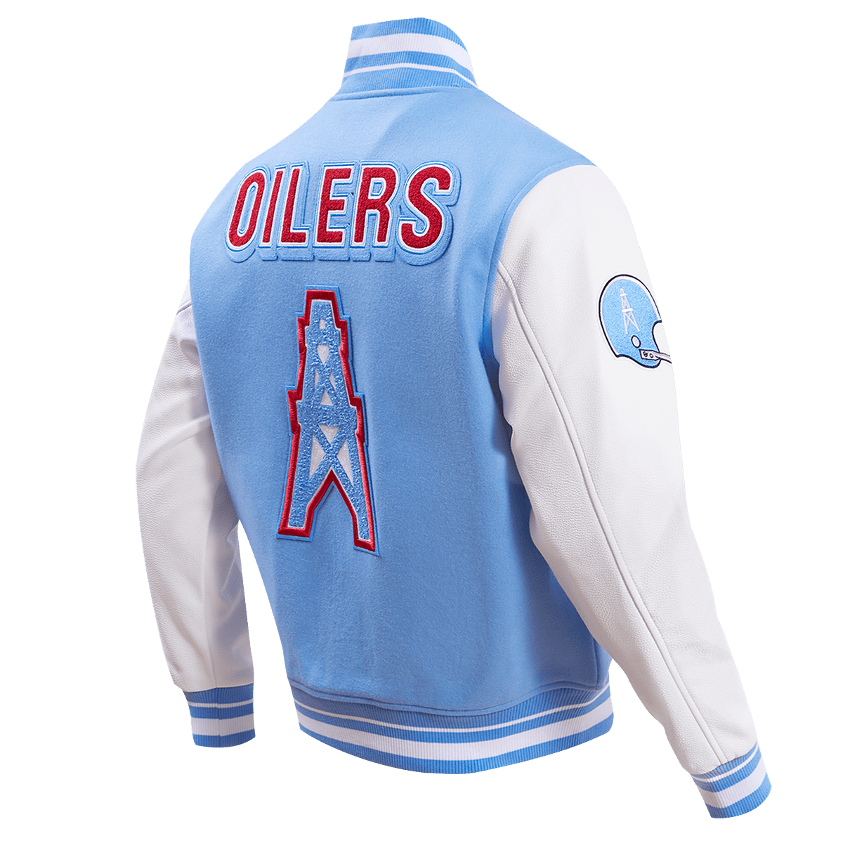 NFL HOUSTON OILERS RETRO CLASSIC WOOL VARSITY JACKET - Rare Leather