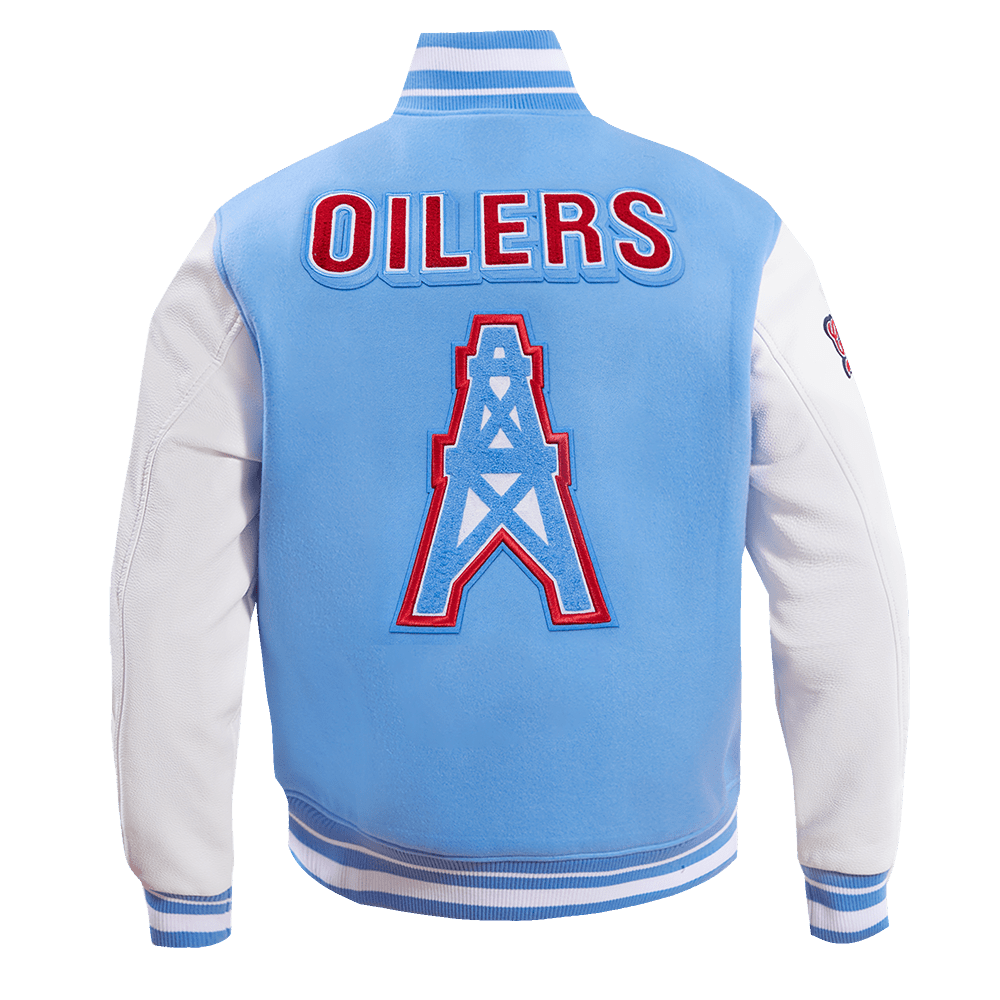 NFL HOUSTON OILERS RETRO CLASSIC WOOL VARSITY JACKET - Rare Leather