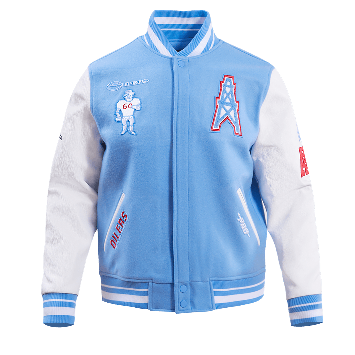 NFL HOUSTON OILERS RETRO CLASSIC WOOL VARSITY JACKET - Rare Leather
