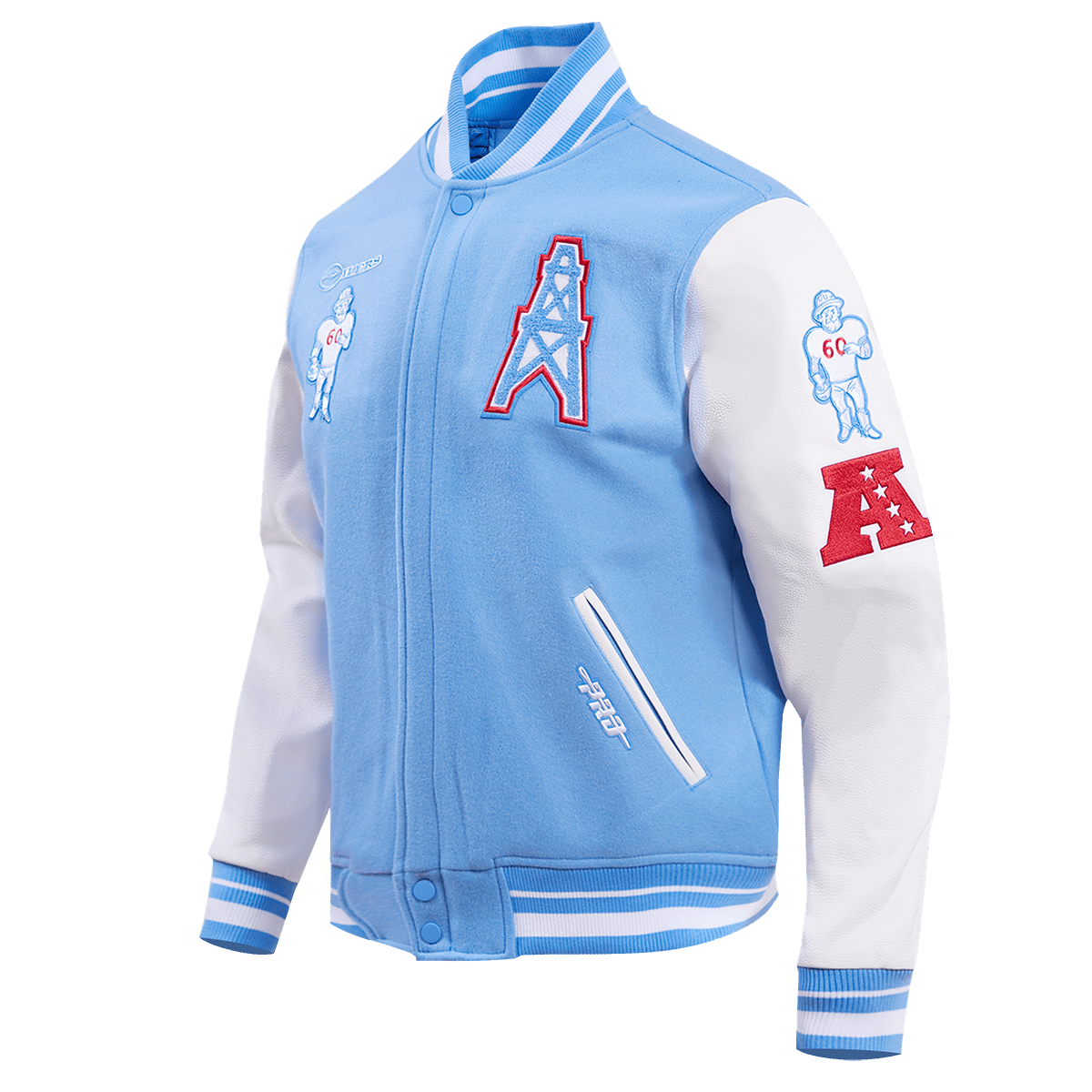 NFL HOUSTON OILERS RETRO CLASSIC WOOL VARSITY JACKET - Rare Leather