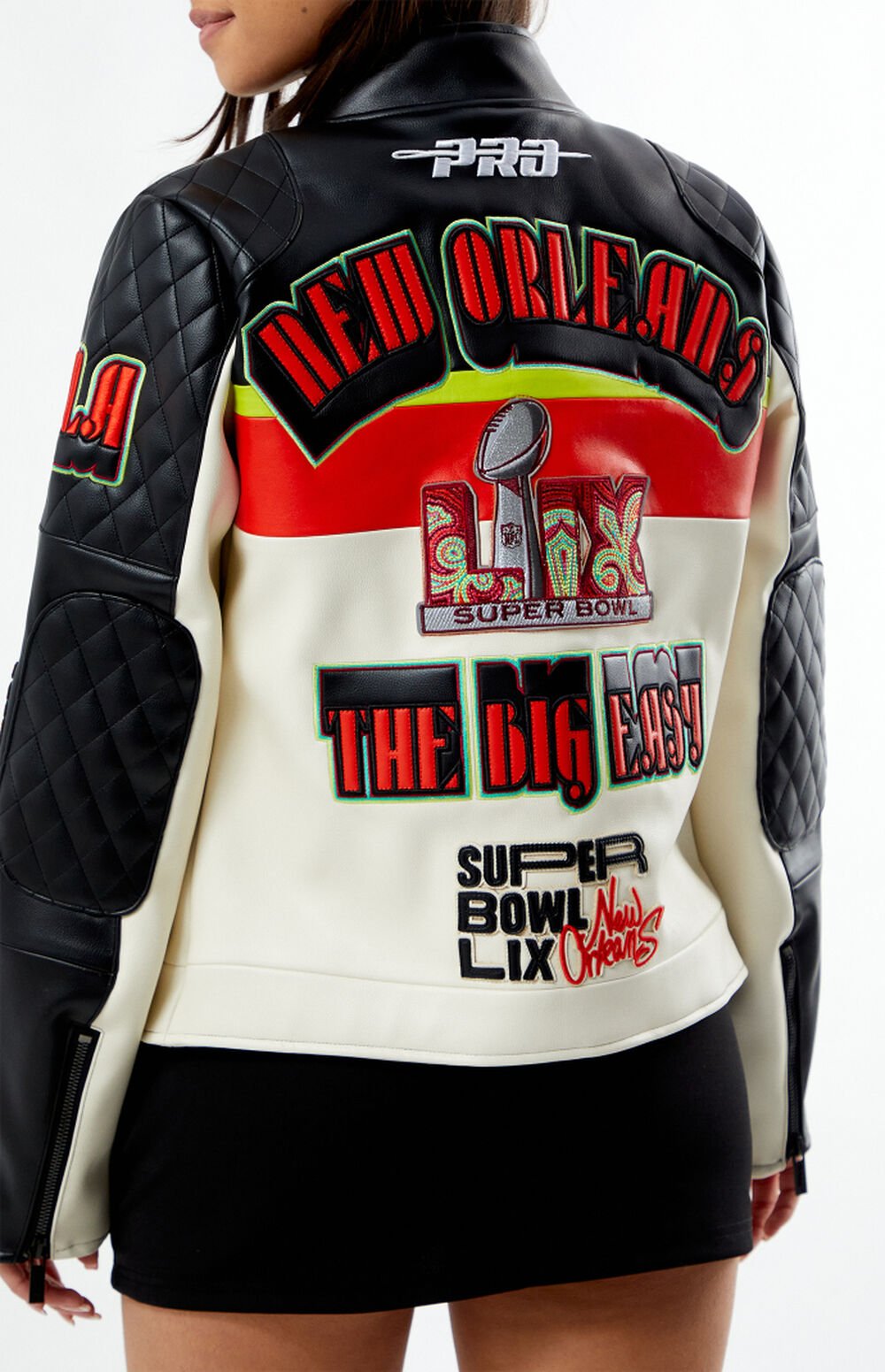 NFL Super Bowl LIX Men White Leather Jacket - Rare Leather