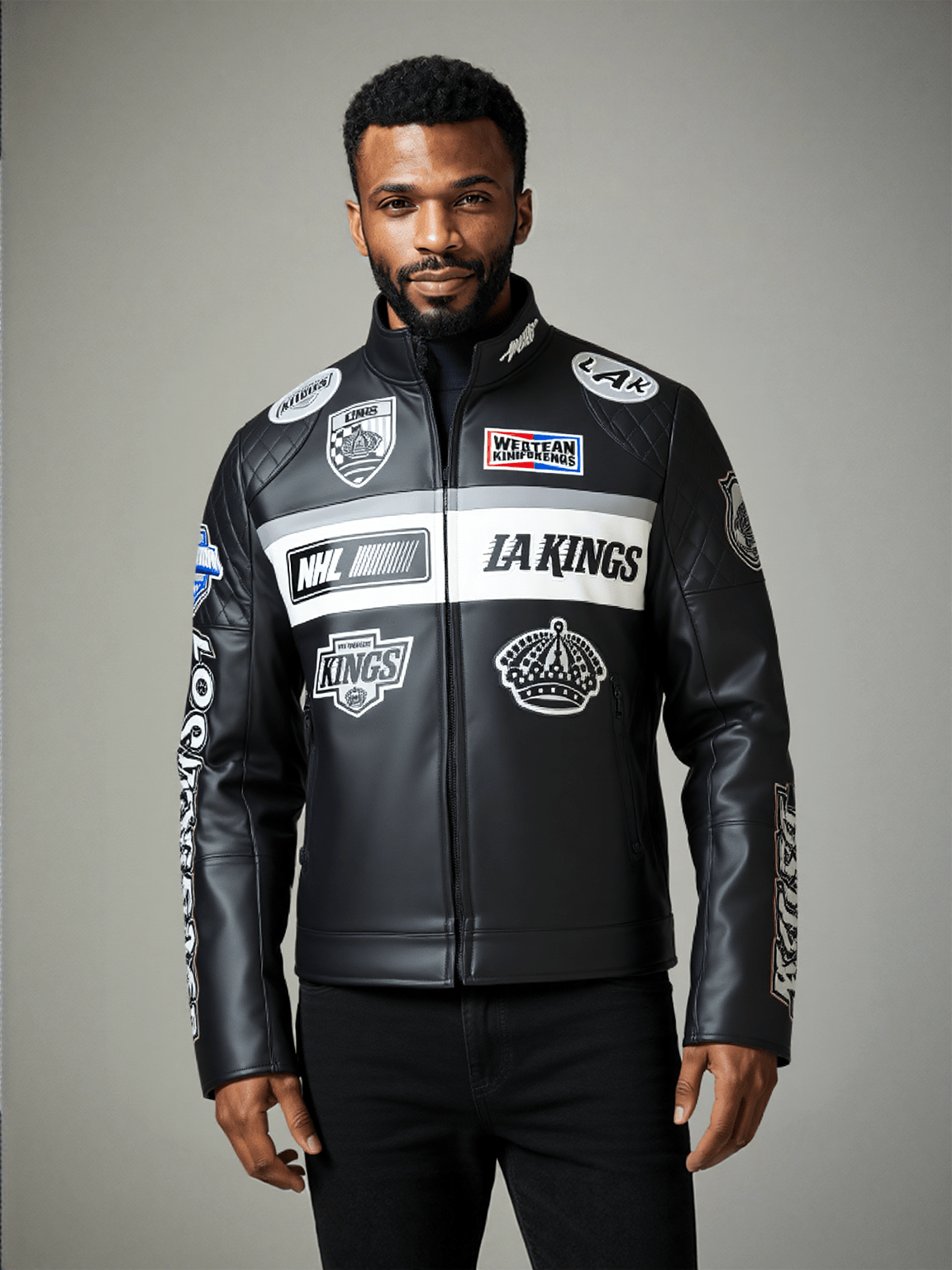 NHL LOS ANGELES KINGS MEN'S MOTO JACKET - Rare Leather Order Now !!