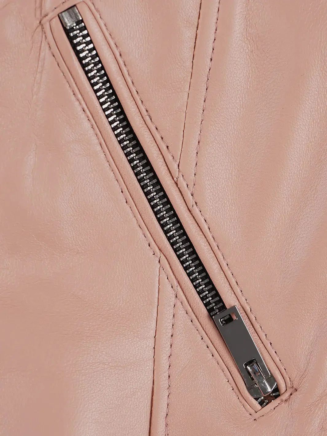 Ninfa Women's Pink Asymmetrical Biker Leather Jacket - Rare Leather