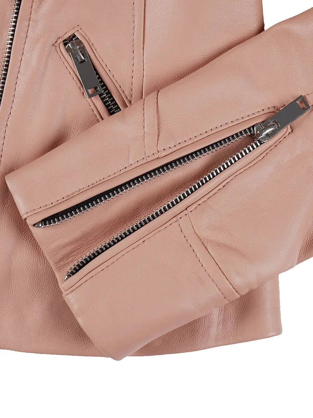 Ninfa Women's Pink Asymmetrical Biker Leather Jacket - Rare Leather