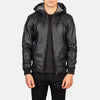 Nintenzo Black Hooded Leather Bomber Jacket - Rare Leather