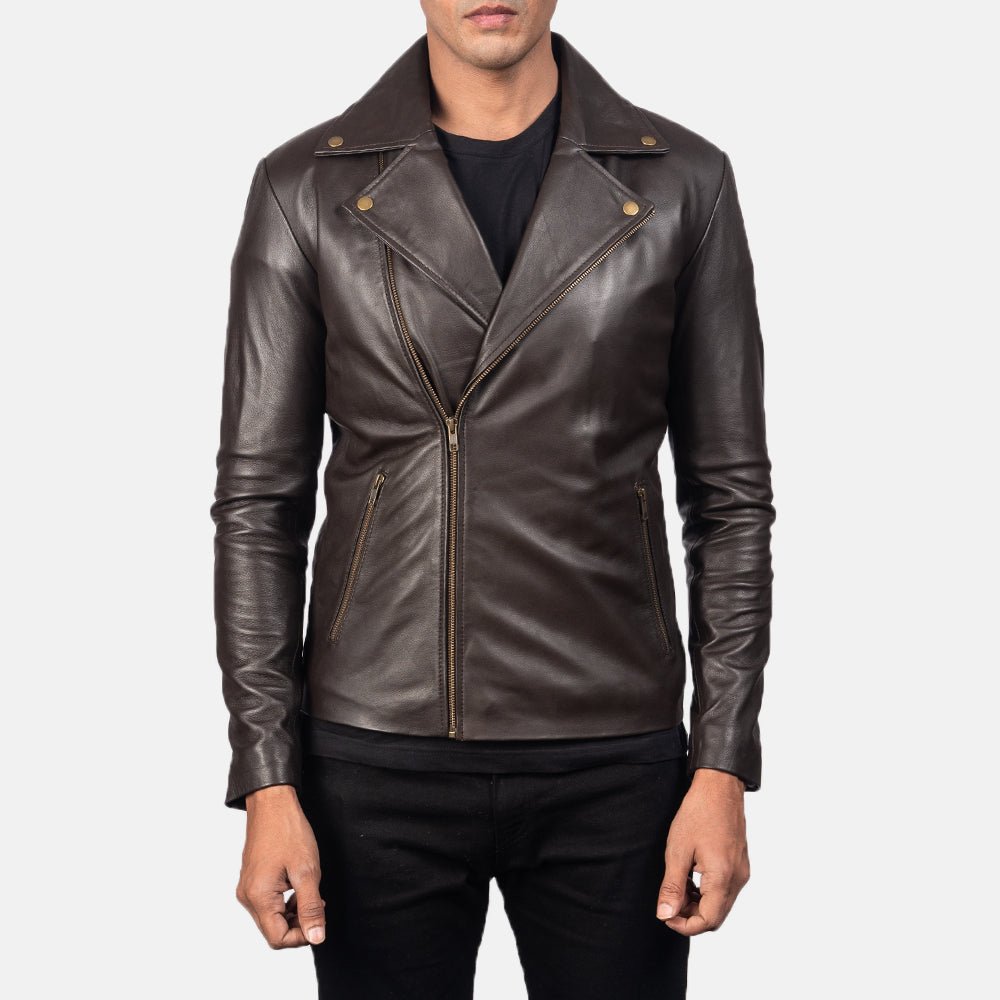 Noah Brown Leather Biker Jacket - Vox Leather