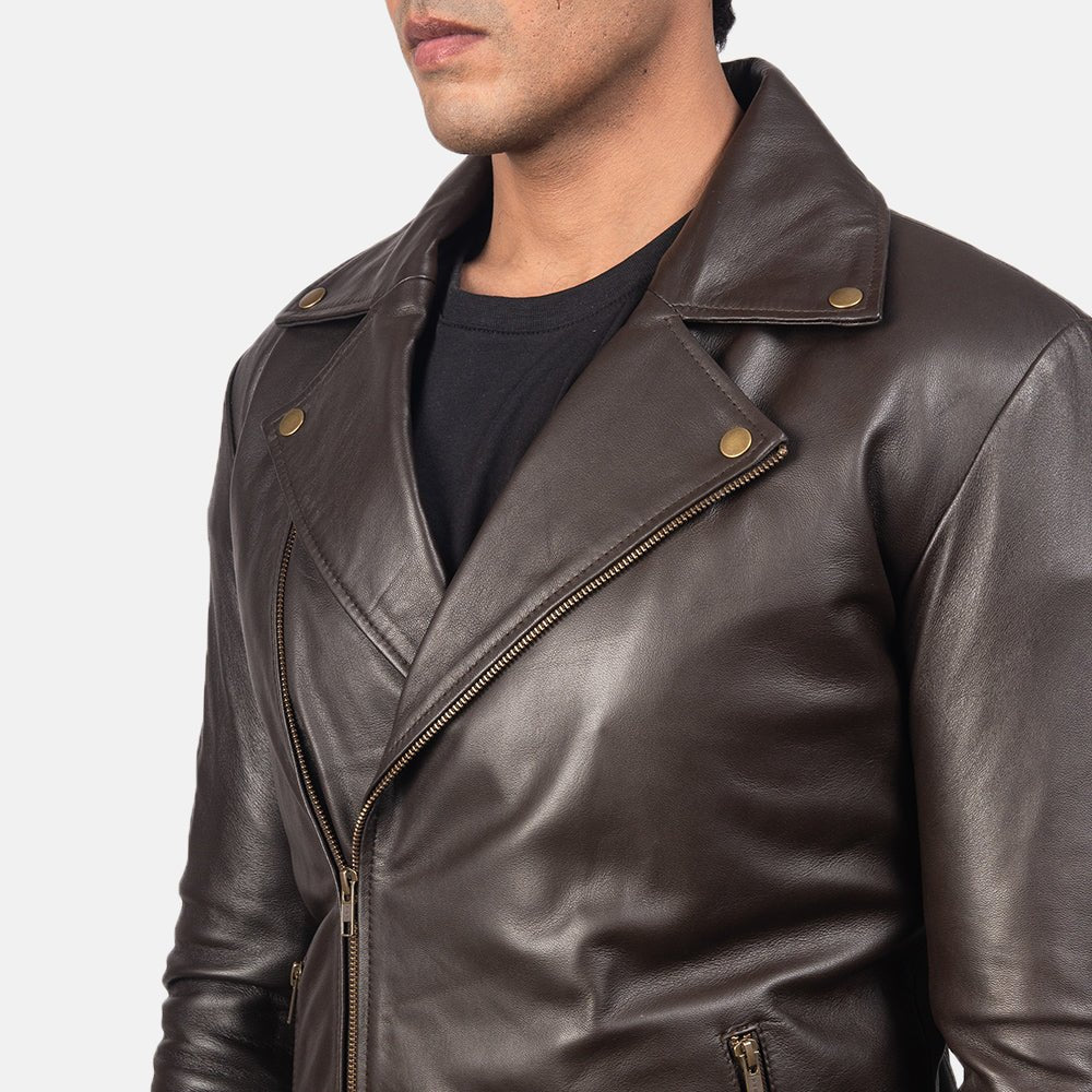 Noah Brown Leather Biker Jacket - Vox Leather